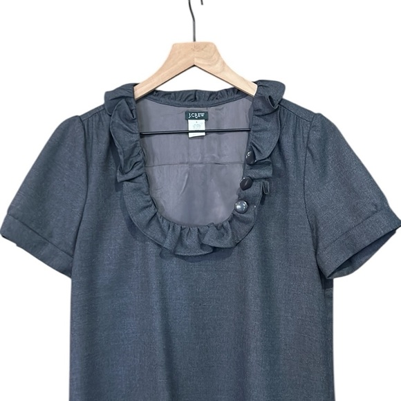 J. Crew Black Ribbon Ravine Cap-Sleeve Wool Dress Size 6 - Picture 5 of 14